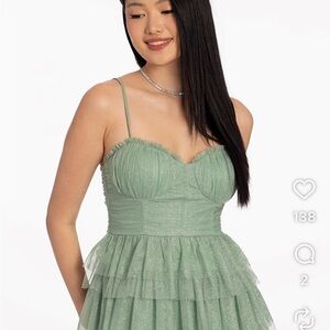 City Vibe Women's/Junior’s Sage and Silver Dress